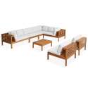 Conjunto de jardín de 8 plazas con mesa de madera de eucalipto FSC®