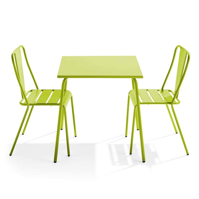 Mesa de jardín cuadrada de 70 x 70 cm y 2 sillas de bistró