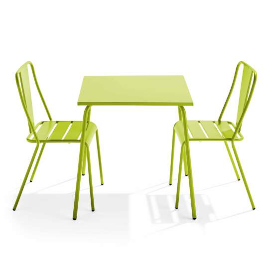 Mesa de jardín cuadrada de 70 x 70 cm y 2 sillas de bistró