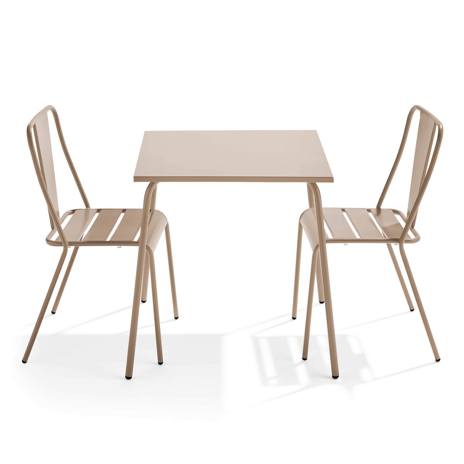 Mesa de jardín cuadrada de 70 x 70 cm y 2 sillas de bistró