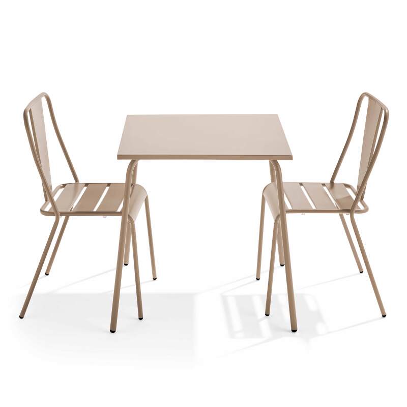 Mesa de jardín cuadrada de 70 x 70 cm y 2 sillas de bistró
