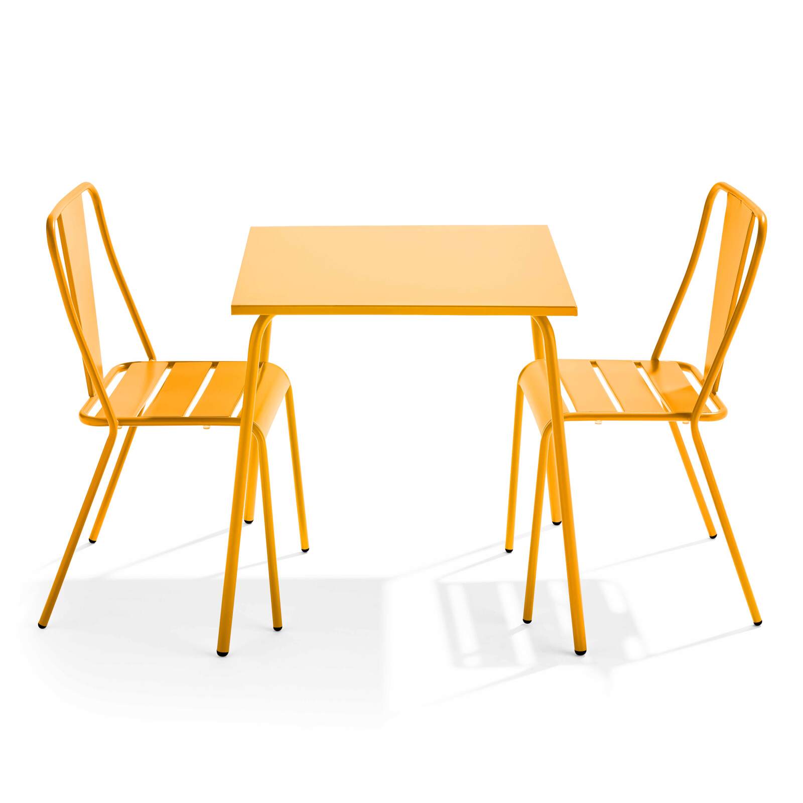 Mesa de jardín cuadrada de 70 x 70 cm y 2 sillas de bistró