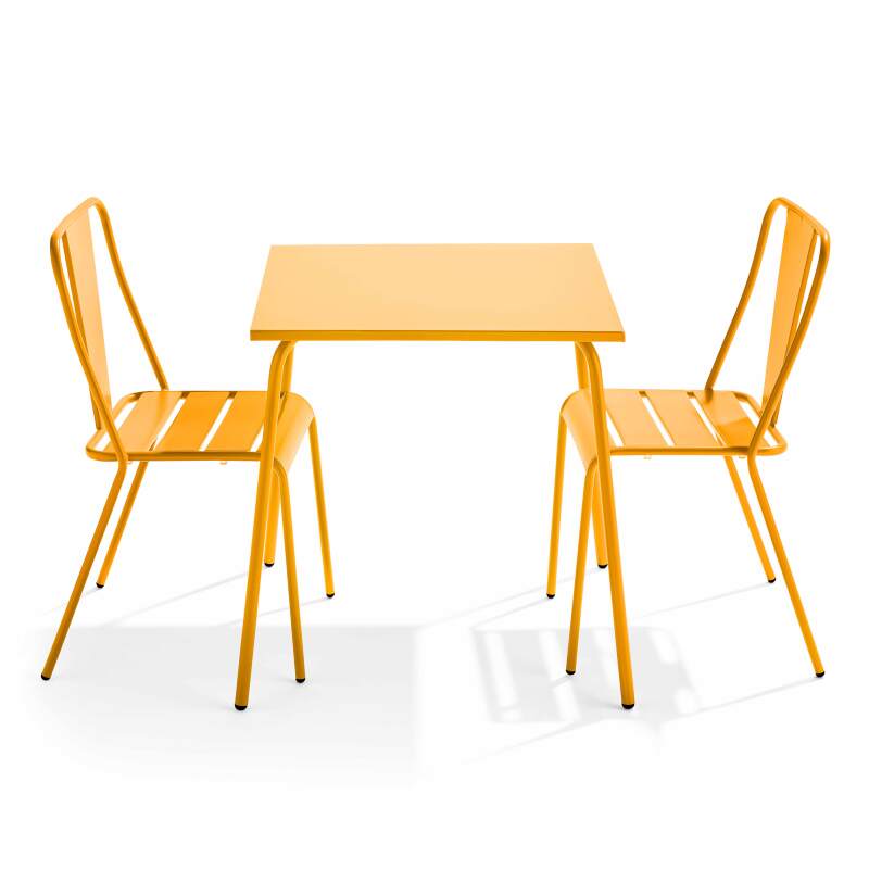 Mesa de jardín cuadrada de 70 x 70 cm y 2 sillas de bistró