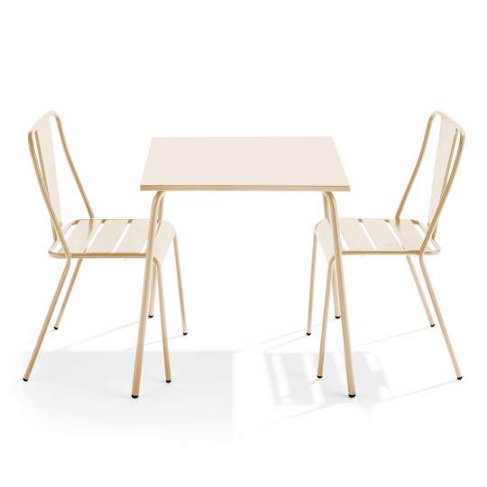 Mesa de jardín cuadrada de 70 x 70 cm y 2 sillas de bistró