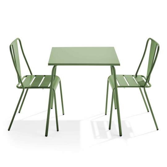 Mesa de jardín cuadrada de 70 x 70 cm y 2 sillas de bistró