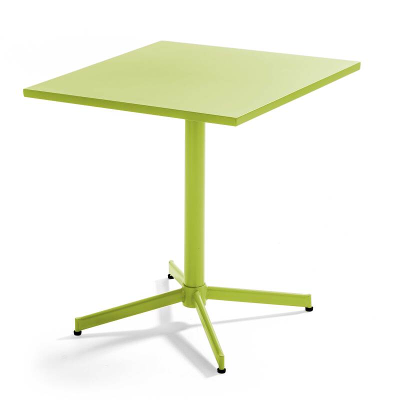 Mesa de jardín bistró cuadrada inclinable de 70 x 70 cm y 2 sillas de metal