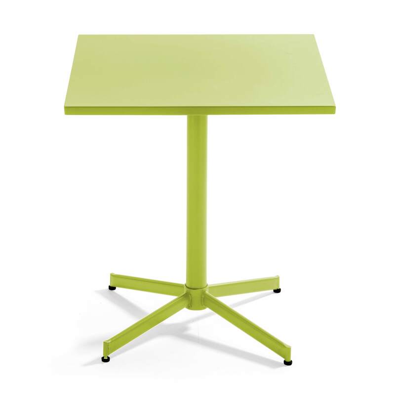 Mesa de jardín bistró cuadrada inclinable de 70 x 70 cm y 2 sillas de metal
