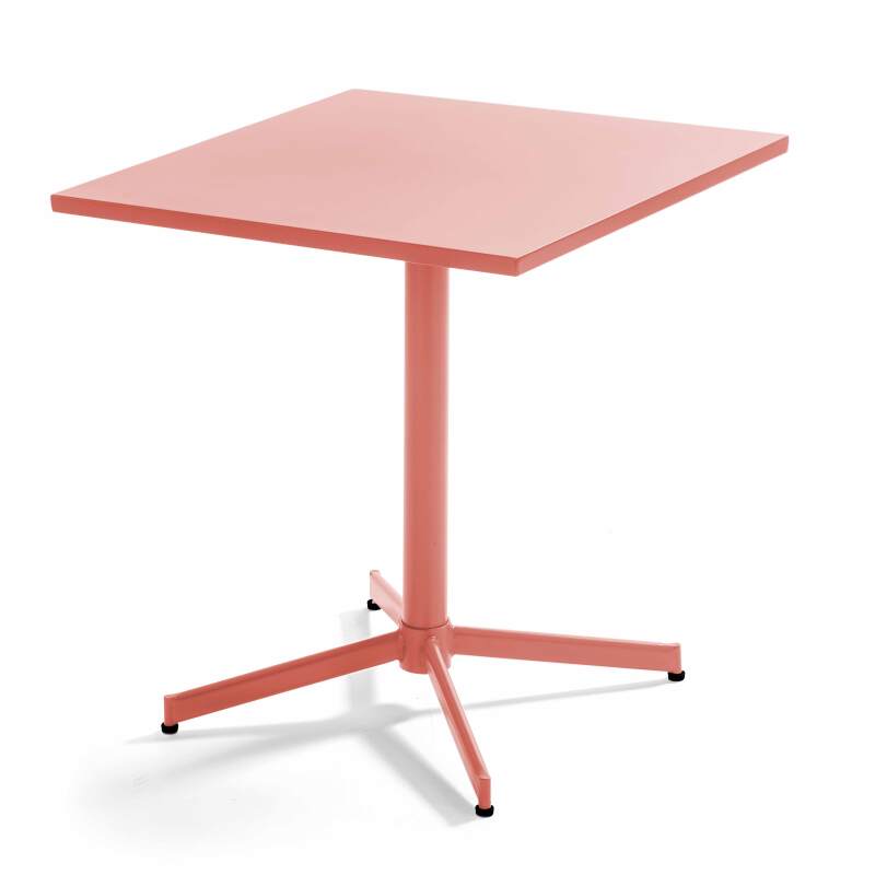 Mesa de jardín bistró cuadrada inclinable de 70 x 70 cm y 2 sillas de metal