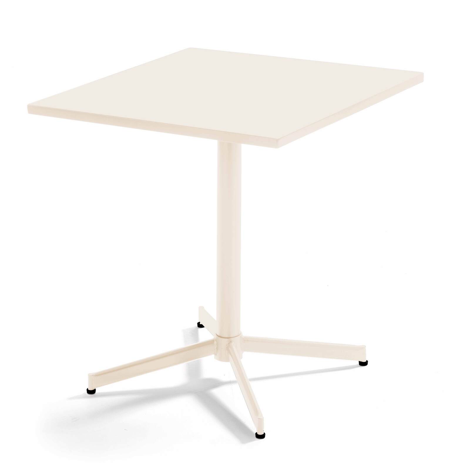 Mesa de jardín bistró cuadrada inclinable de 70 x 70 cm y 2 sillas de metal