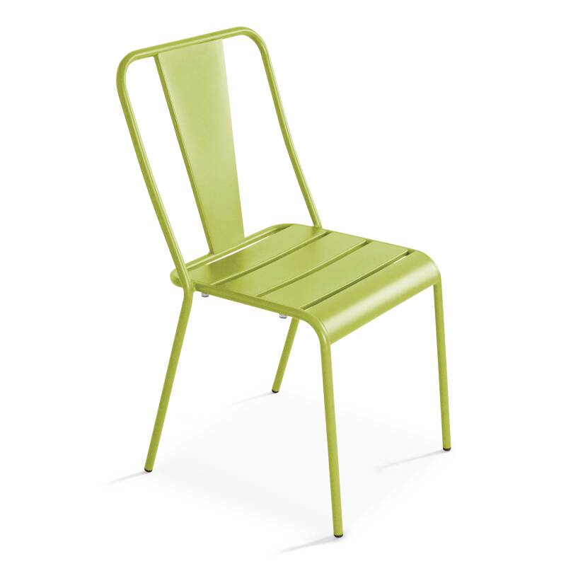 Mesa de jardín bistró cuadrada inclinable de 70 x 70 cm y 2 sillas de metal