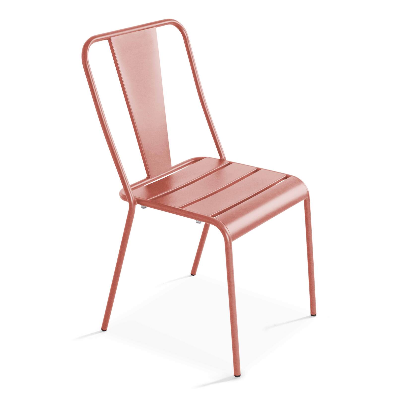 Mesa de jardín bistró cuadrada inclinable de 70 x 70 cm y 2 sillas de metal