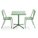 Mesa de jardín bistró cuadrada inclinable de 70 x 70 cm y 2 sillas de metal