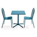 Mesa de jardín cuadrada inclinable de 70 x 70 cm y 2 sillas de bistró