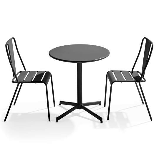 Mesa de jardín plegable de estilo bistró de 70 x 72 cm y 2 sillas de metal