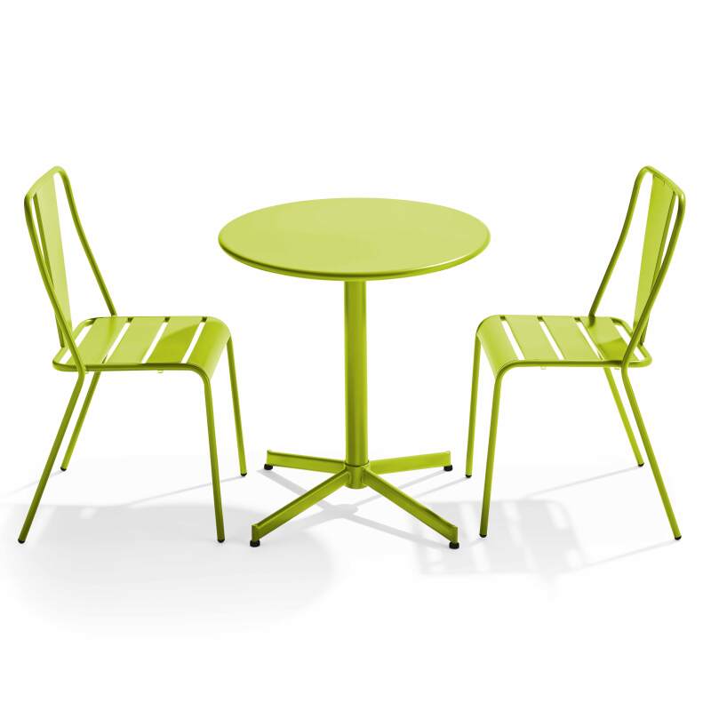 Mesa de jardín plegable de estilo bistró de 70 x 72 cm y 2 sillas de metal