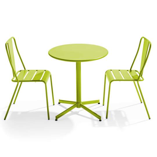Mesa de jardín plegable de estilo bistró de 70 x 72 cm y 2 sillas de metal