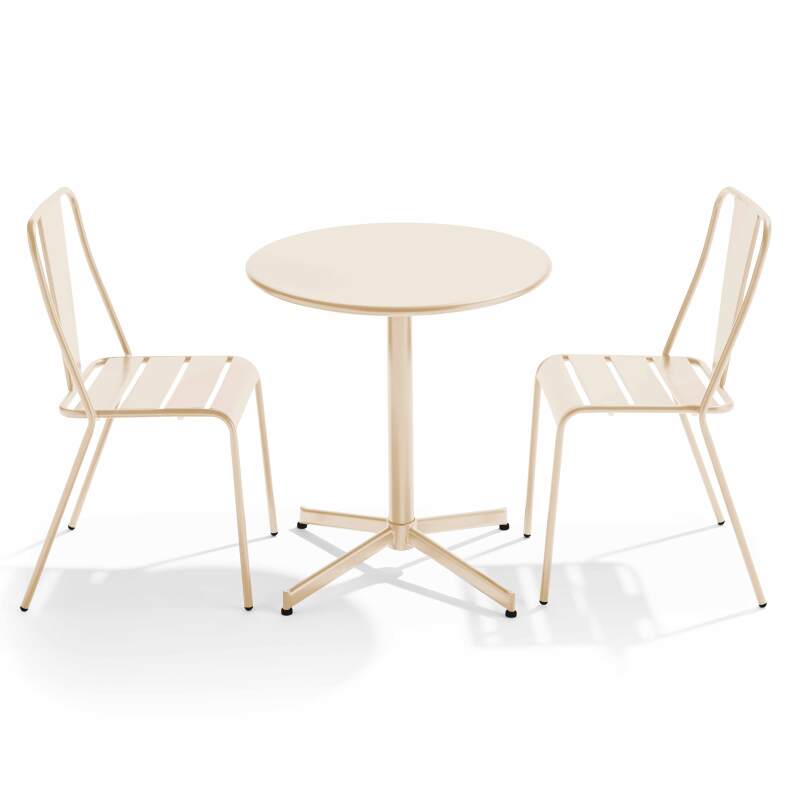 Mesa de jardín plegable de estilo bistró de 70 x 72 cm y 2 sillas de metal