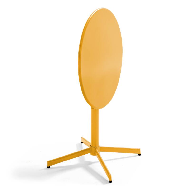 Mesa de jardín plegable de estilo bistró de 70 x 72 cm y 2 sillas de metal (2/7)