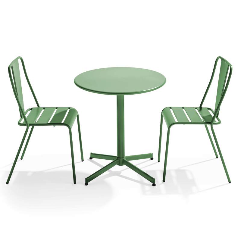 Mesa de jardín plegable de estilo bistró de 70 x 72 cm y 2 sillas de metal
