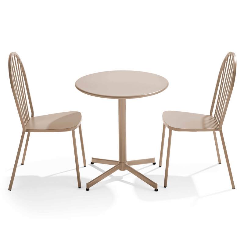 Mesa de jardín plegable de estilo bistró Ø70 x 72 cm y 2 sillas de metal