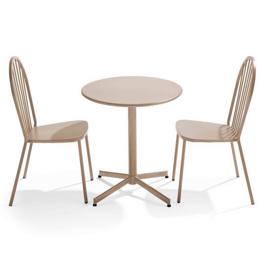 Mesa de jardín plegable de estilo bistró Ø70 x 72 cm y 2 sillas de metal