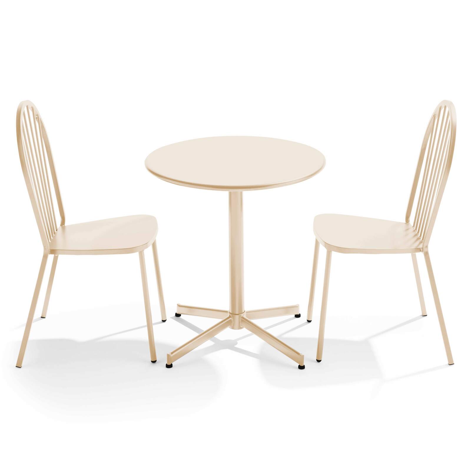 Mesa de jardín plegable de estilo bistró Ø70 x 72 cm y 2 sillas de metal