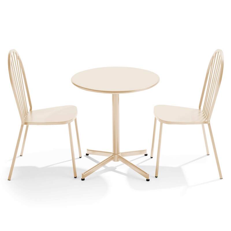 Mesa de jardín plegable de estilo bistró Ø70 x 72 cm y 2 sillas de metal