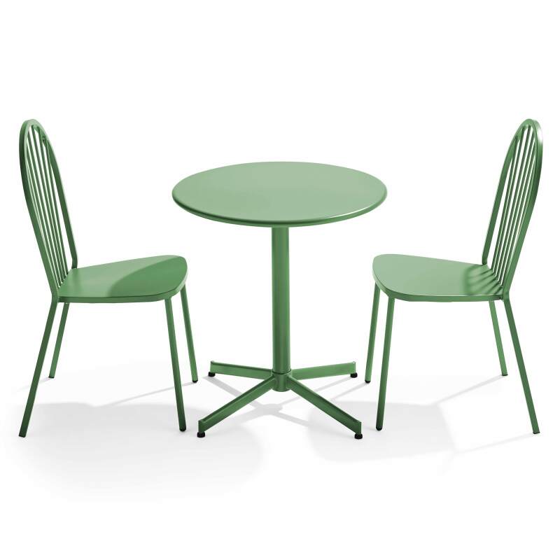 Mesa de jardín plegable de estilo bistró Ø70 x 72 cm y 2 sillas de metal