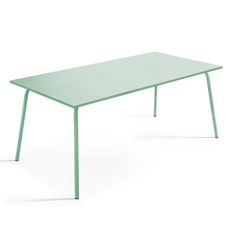Mesa de jardín rectangular de 180 x 90 y 8 sillas de bistró de metal