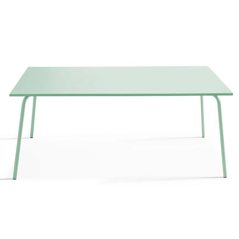 Mesa de jardín rectangular de 180 x 90 y 8 sillas de bistró de metal
