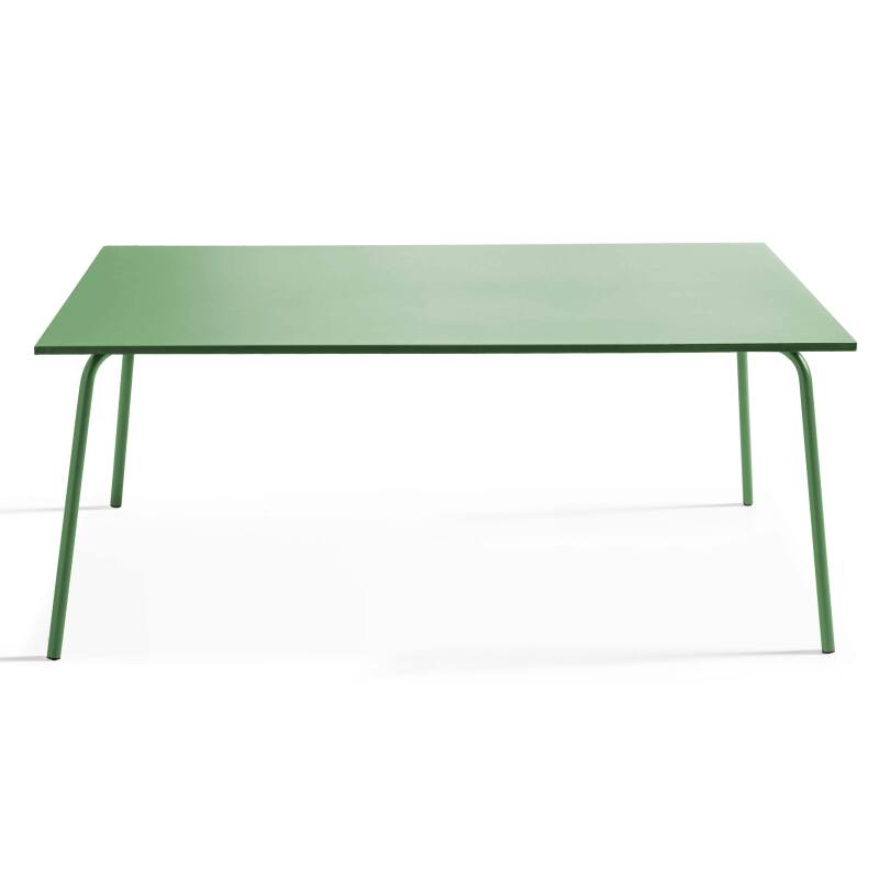 Mesa de jardín rectangular de 180 x 90 cm y 8 sillas de bistró de metal