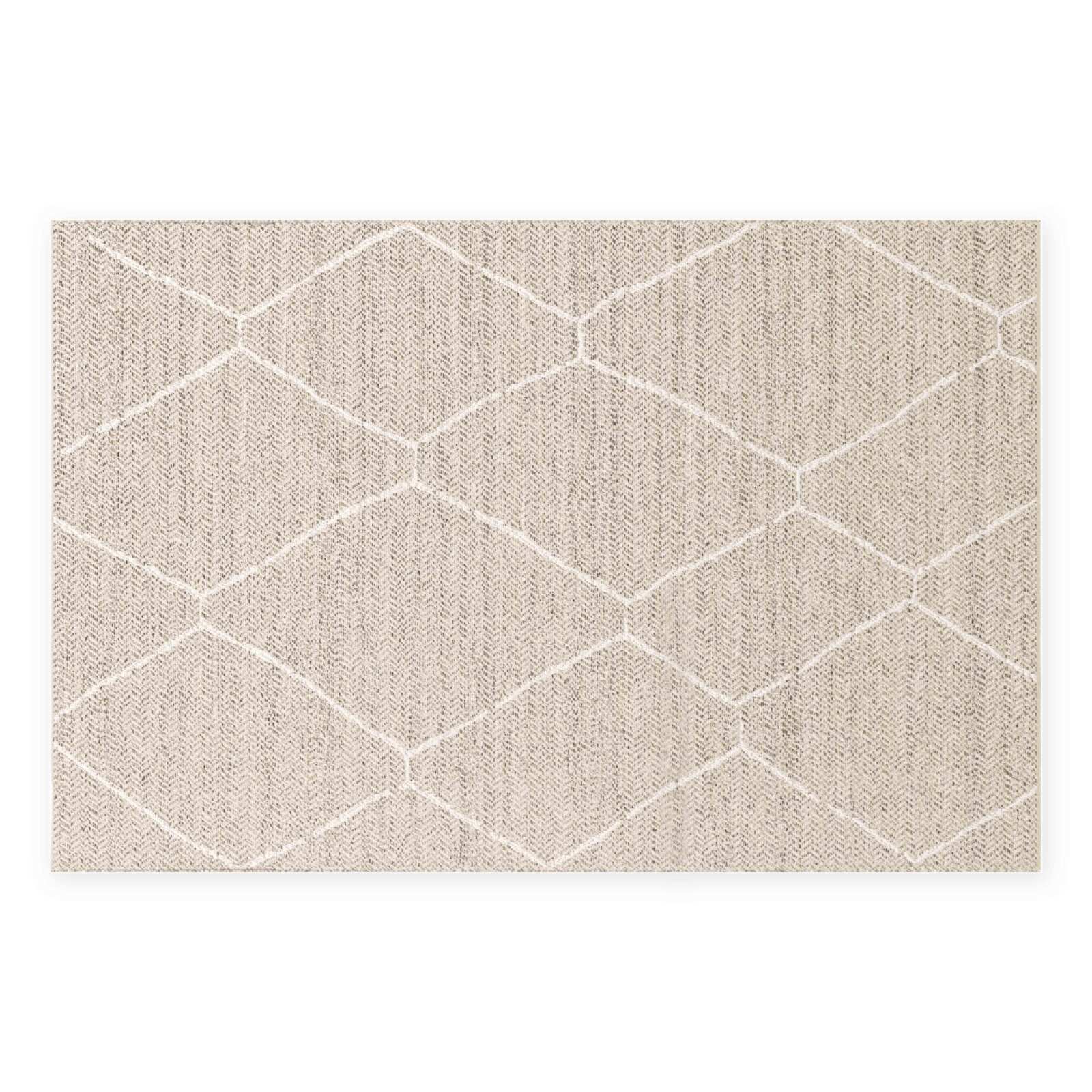 Alfombra rectangular beis para exteriores hecho de polipropileno Alfombra rectangular beis para exteriores hecho de polipropileno