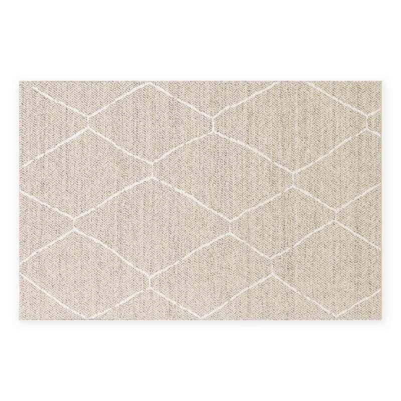 Alfombra rectangular beis para exteriores hecho de polipropileno
