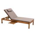 Bañera de sol con cojín y mesa de madera de eucalipto FSC®