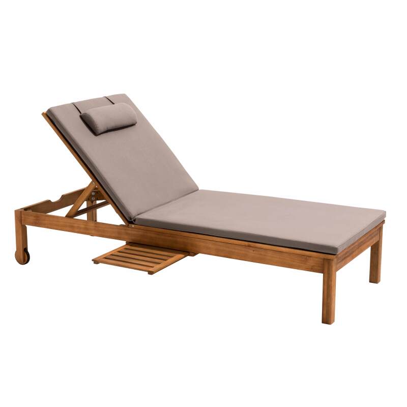 Bañera de sol con cojín y mesa de madera de eucalipto FSC®