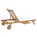 Lote de 2 tumbonas con cojín y bandeja + 5 posiciones de madera de eucalipto FSC®