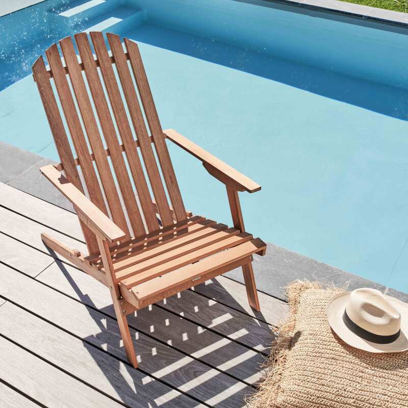 Sillón relax de jardín de madera de eucalipto FSC® plegable y reclinable - Lifestyle