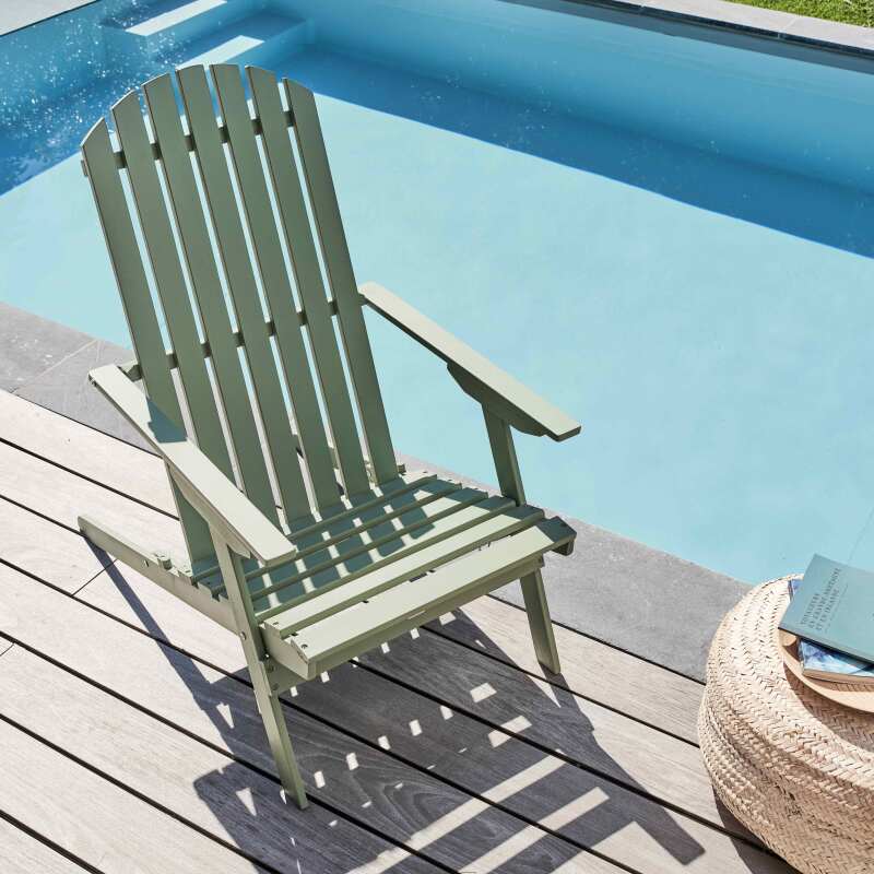 Sillón relax de jardín de madera de eucalipto FSC® plegable y reclinable - Lifestyle