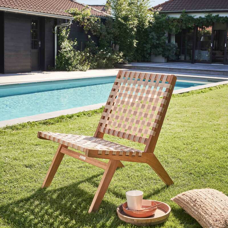 Sillón relax de jardín de madera de eucalipto FSC® y polipropileno - Lifestyle