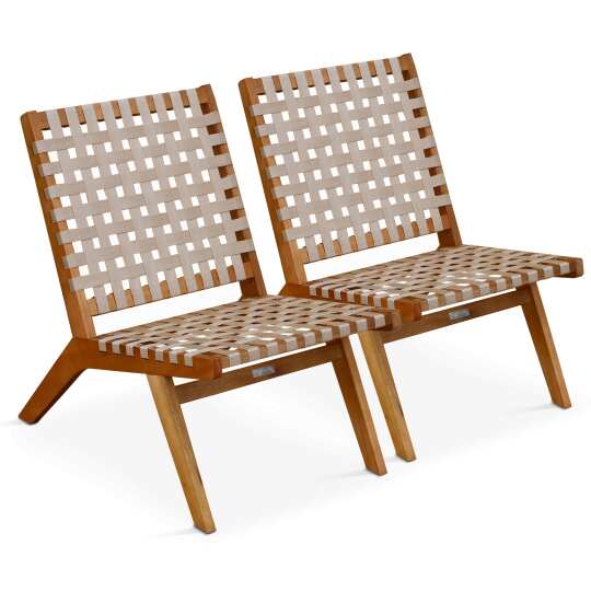 Lote de 2 sillones reclinables de madera de eucalipto FSC®