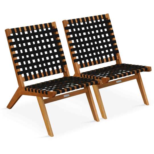 Lote de 2 sillones reclinables de madera de eucalipto FSC®