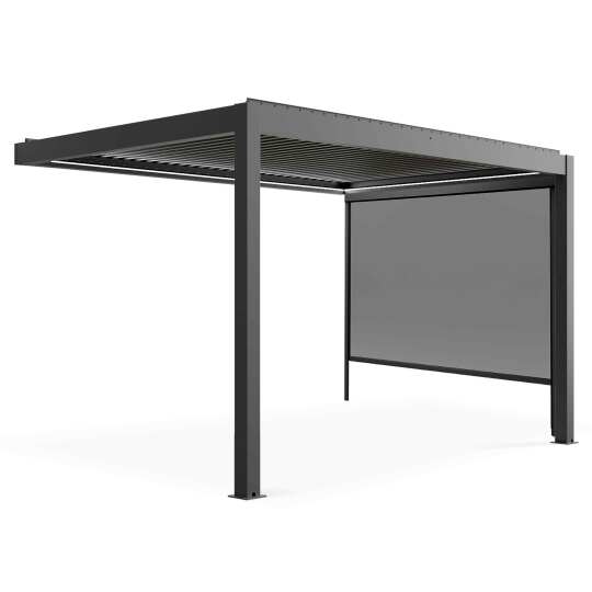 Pérgola adosada motorizada/iluminada de aluminio de 3x4m con 1, 2 o 3 toldos