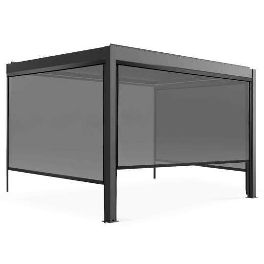 Pérgola adosada motorizada/iluminada de aluminio de 3x4m con 1, 2 o 3 toldos