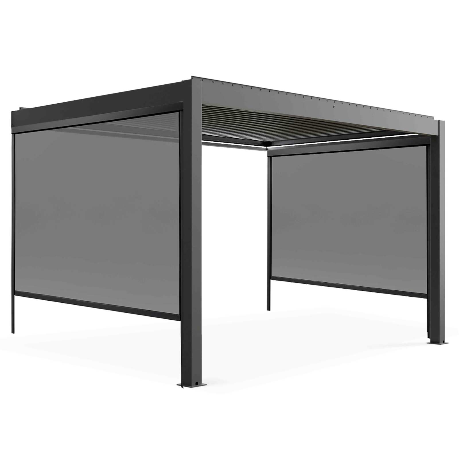 Pérgola adosada motorizada/iluminada de aluminio de 3x4m con 1, 2 o 3 toldos