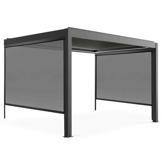 Pérgola adosada motorizada/iluminada de 3x4m con toldos | Oviala