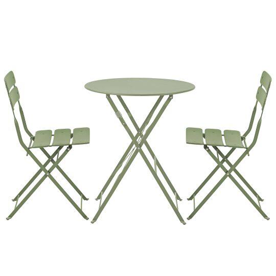 Mesa de jardín plegable redonda ⌀60 x 72 cm y 2 sillas plegables de metal.