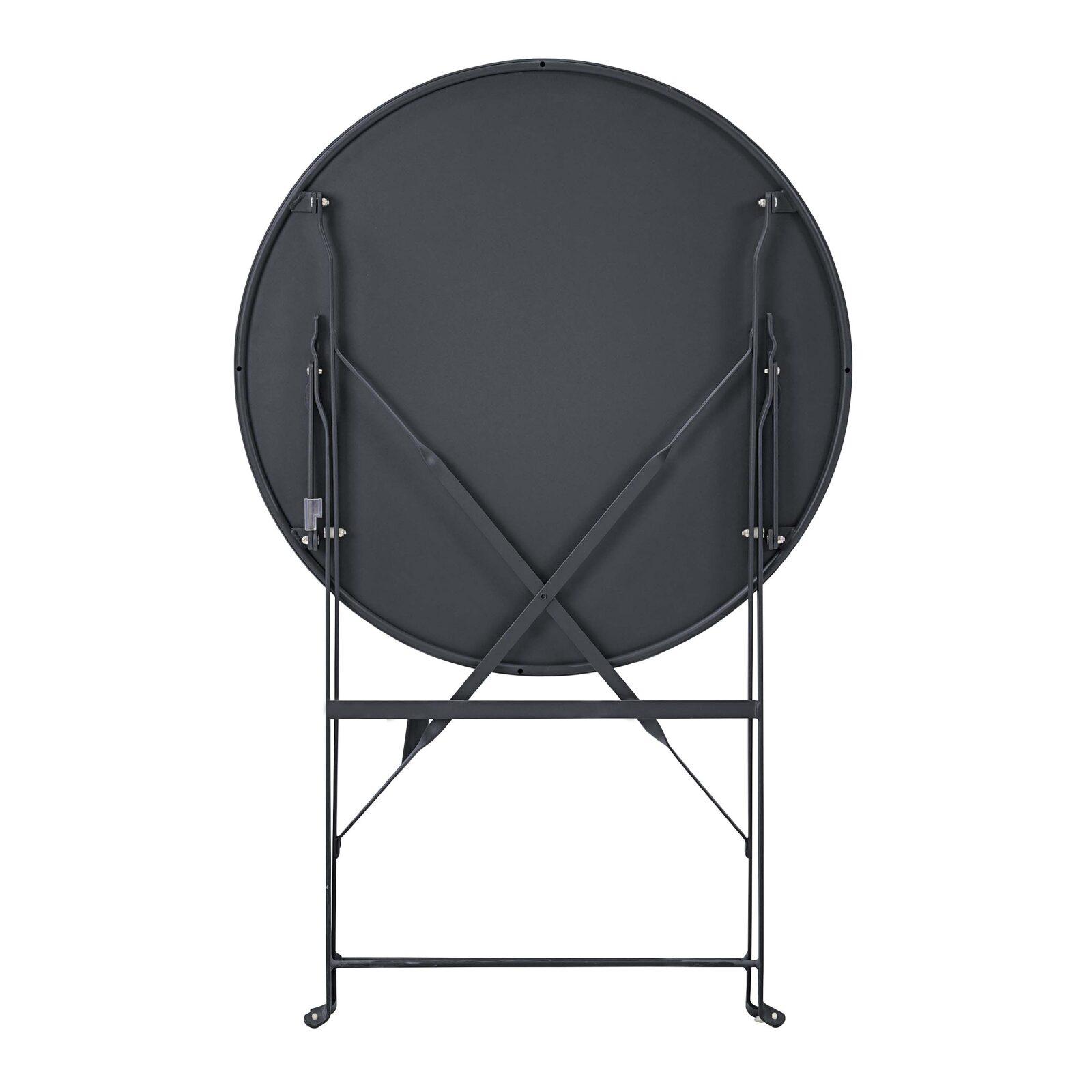 Mesa de jardín plegable redonda ⌀60 x 72 cm y 2 sillas plegables de metal.