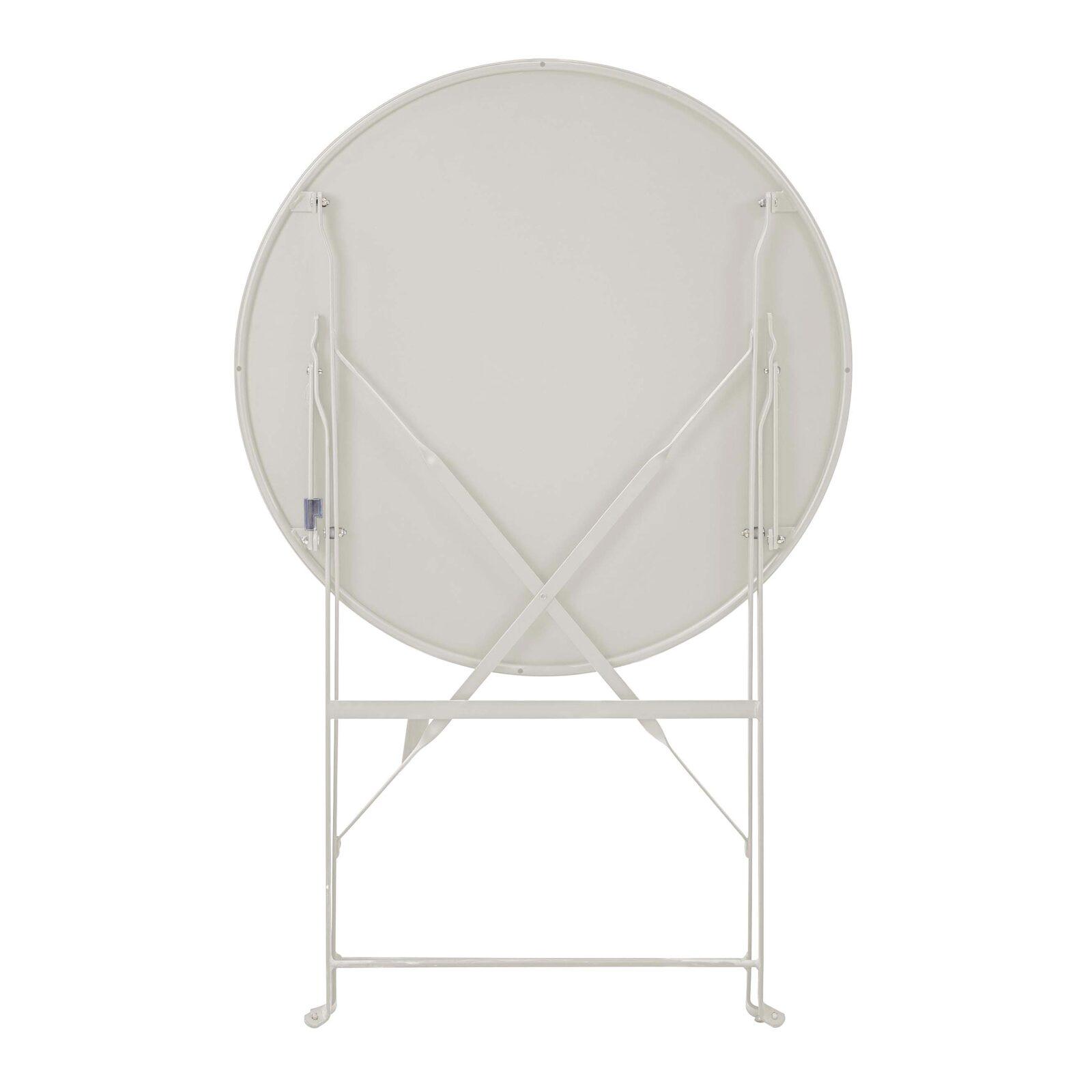 Mesa de jardín plegable redonda ⌀60 x 72 cm y 2 sillas plegables de metal.