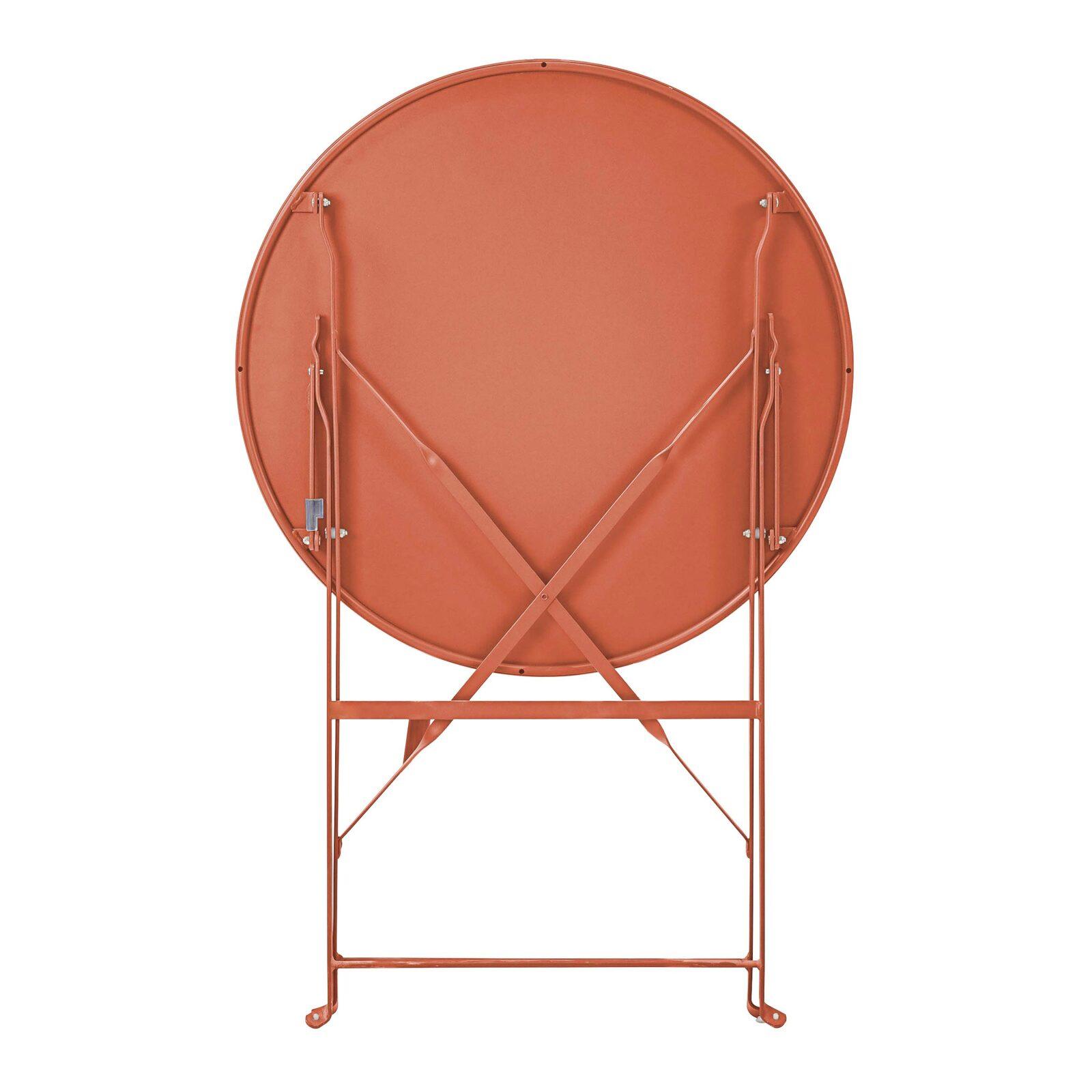 Mesa de jardín plegable redonda ⌀60 x 72 cm y 2 sillas plegables de metal.