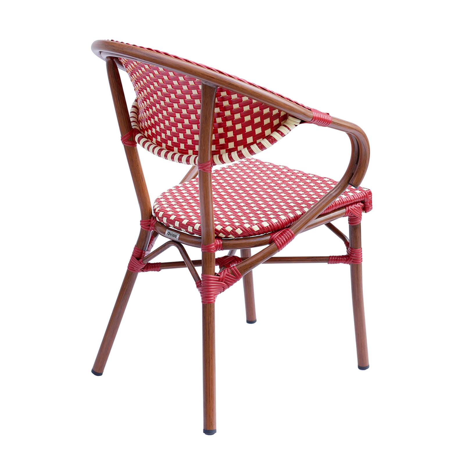 Silla parisina con reposabrazos de aluminio y ratán sintético Silla parisina con reposabrazos de aluminio y ratán sintético